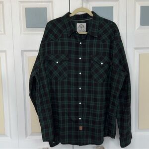 Dubinik Men’s Green and Black Plaid Button Down Flannel Shirt Sz 2X‎ XXL